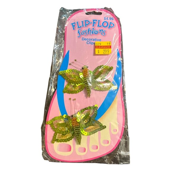 New Flip Flop Fashions Decorative Clips Lot of 3 Flowers Butterfly - Picture 5 of 5